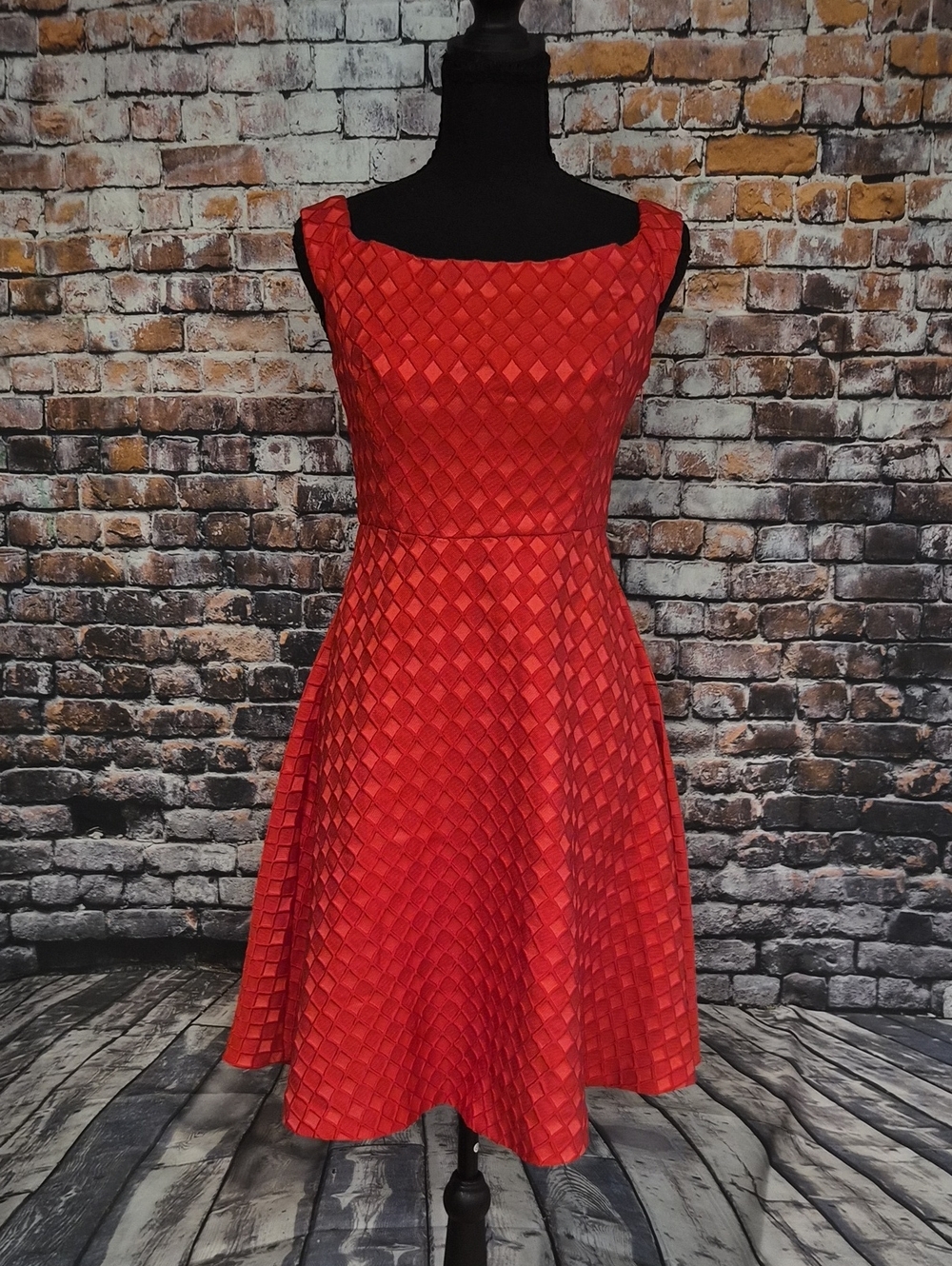 Anthropologie Moulinette Soeurs Red Textured Fit-and-Flare Midi Dress